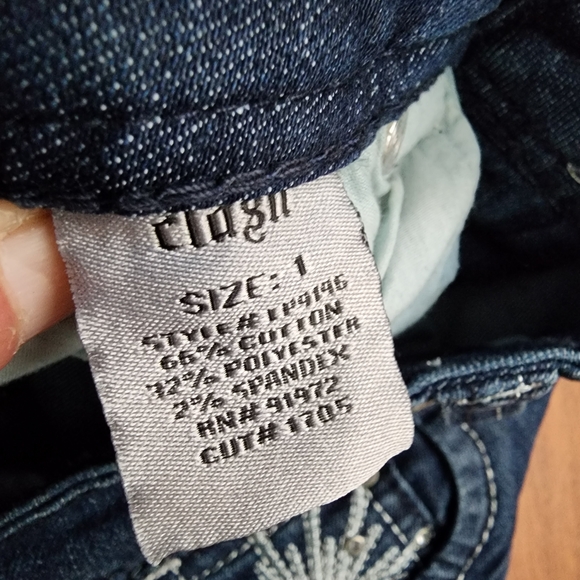 Y2K Clash Jeans USA Embellished Flare Blue Denim Sz 1 / XS McBling 2000s Grunge - Picture 9 of 12